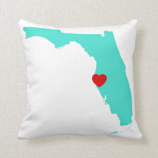 Coussin Floride Turquoise avec Coeur Rouge