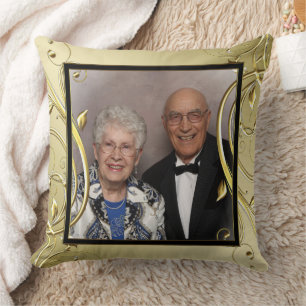 Coussin Flourish Gold 50e Anniversaire de Mariage Photo