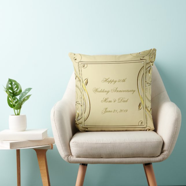 Coussin Flourish Or 50e Anniversaire de Mariage (Chaise)