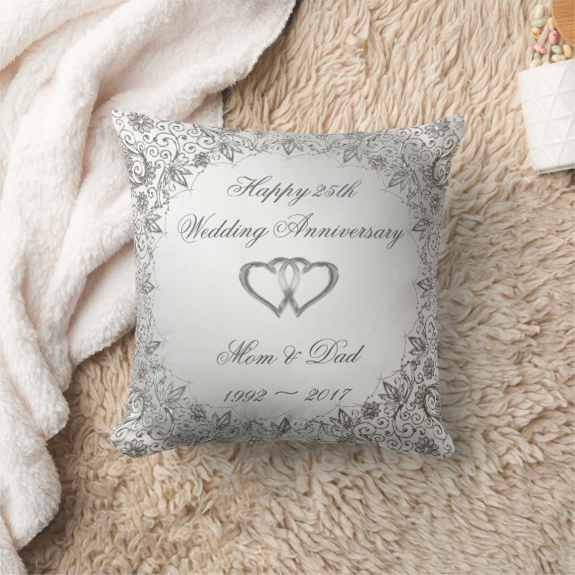 Coussin Flourish Silver 25e anniversaire Mariage (Couverture)