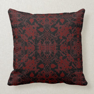 Coussin Flourishes de brun et de noir de châtaigne