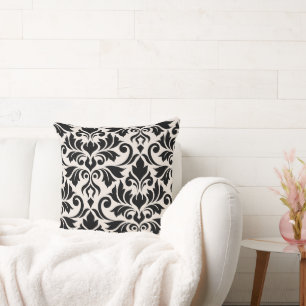 Coussin Flourissant Damask Art I Black on Cream