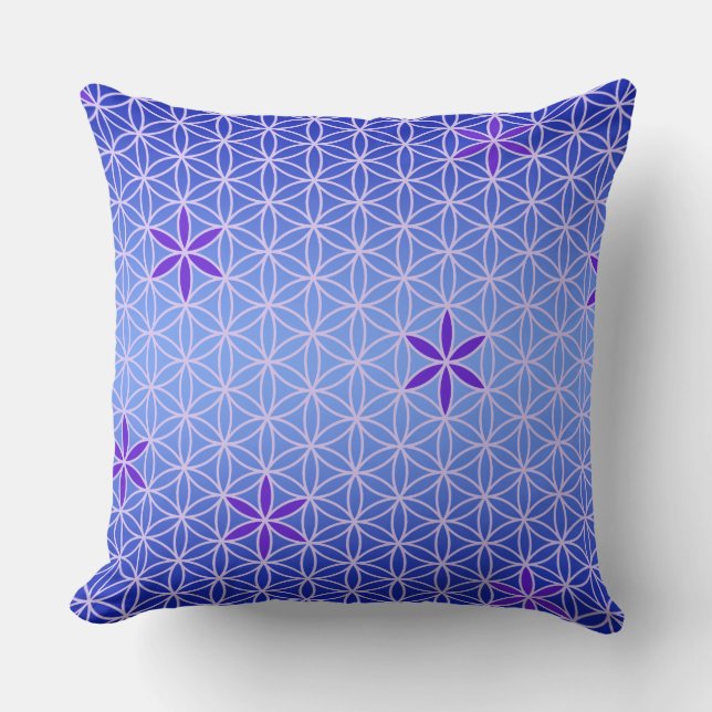 Coussin Flower Of Life - timbre sans couture motif - bleu (Recto)