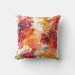 Coussin Flower Painting Red Orange Floral