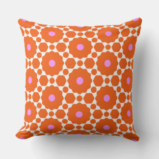 Coussin Flower Power Orange, Pink, & White