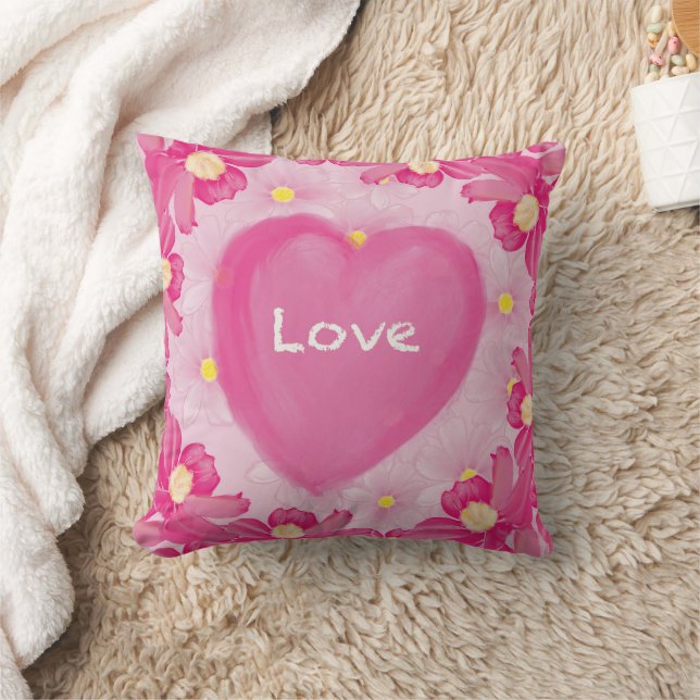 Coussin flowers,pink natural, throw pillow (Couverture)