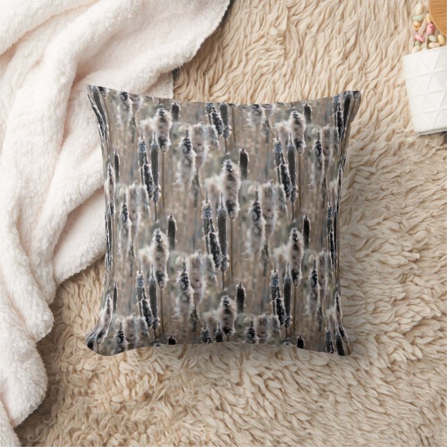 Coussin Fluffy Cattails Nature Motif (Couverture)