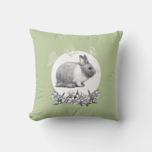 Coussin Fluffy le lapin. Dessin au crayon