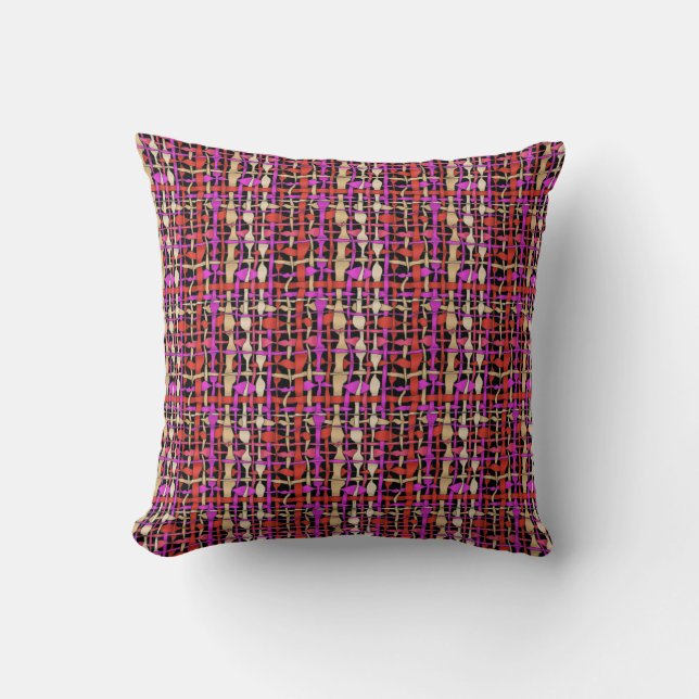 Coussin Fluffy tissé tissu graphique rouge (Recto)