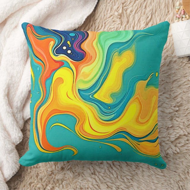 Coussin Fluidité de la Joie : Vagues Abstraites (Couverture)