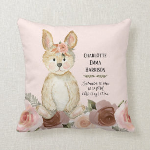 Coussin Flush Rabbit Floral Roses Girl Biry Stats