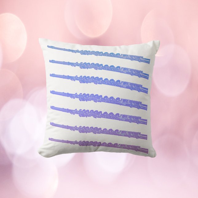 Coussin Flutes Ombre bleu rose violet (A throw pillow with blue, pink and purple ombre flutes.)
