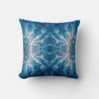 Coussin Flux cosmique sacré - Symétrie argent bleu