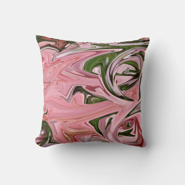 Coussin Flux d'art rose et vert (Recto)