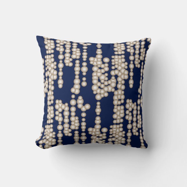 Coussin Flux de bulles, blanches sur fond bleu marine (Recto)