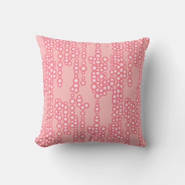 Coussin Flux de bulles, rose corail (Recto)