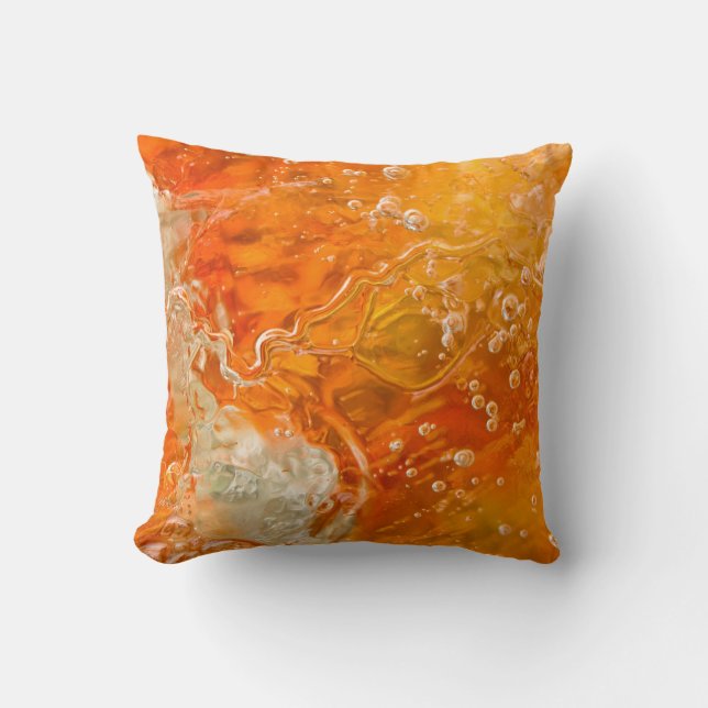 Coussin Flux de conscience - bulles oranges d'or (Recto)