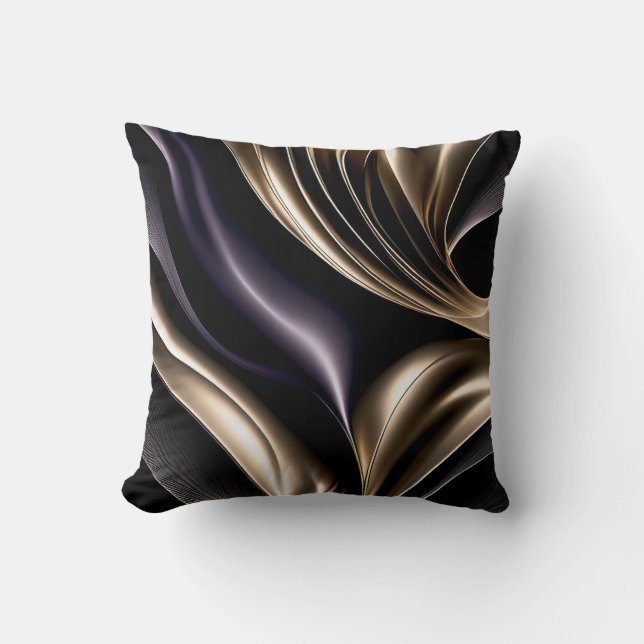 Coussin Flux doré - Abstrait noir et or luxueux (Recto)