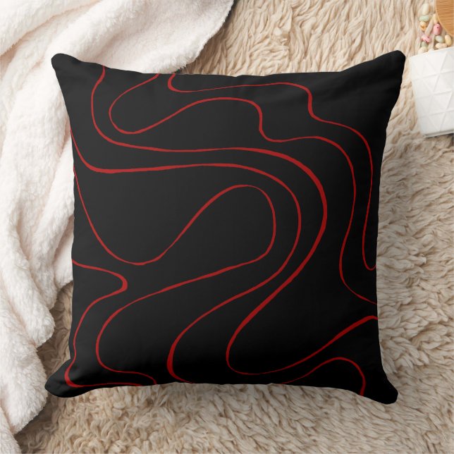Coussin Flux et reflux 2 en rouge et noir (Couverture)