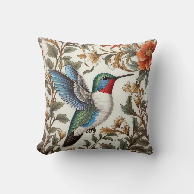 Coussin Flying Hummingbird William Morris Inspired (Recto)