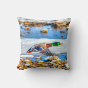 Coussin Flying Mallard Duck Drake Wildlife Photo
