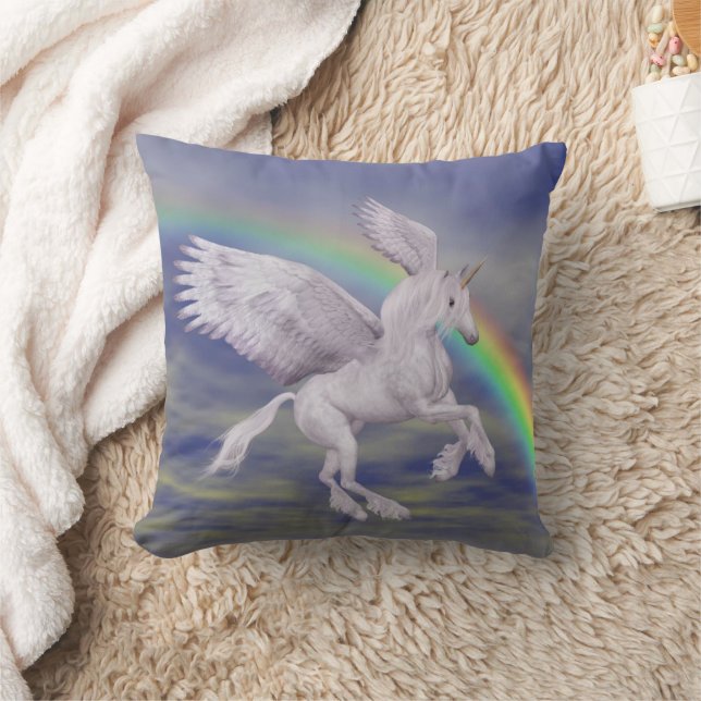Coussin Flying Unicorn Rainbow Imaginaire Art (Couverture)