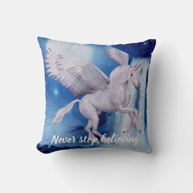 Coussin Flying Unicorn Waterfall Croire Imaginaire Horse (Recto)