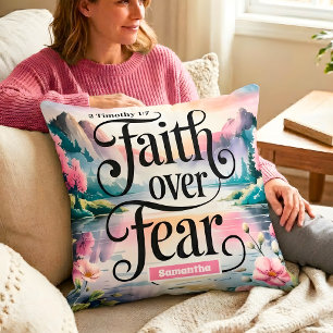 Coussin Foi personnalisée sur la peur des femmes chrétienn