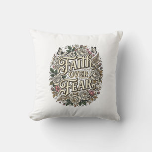 Coussin Foi sur la peur papillon floral vintage