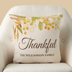 Coussin Foliage d'aquarelle Thankful personnalisé