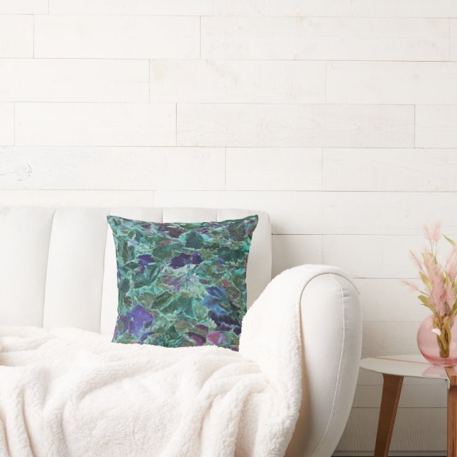 Coussin Foliage Motif Feuille turquoise (Canapé)