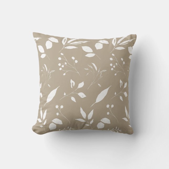 Coussin Foliage Tan et blanc (Recto)
