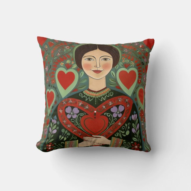 Coussin Folk à coeur ouvert (Recto)