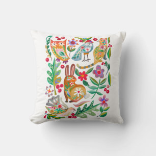 Coussin Folk Art Floral Animal Friends personnalisable