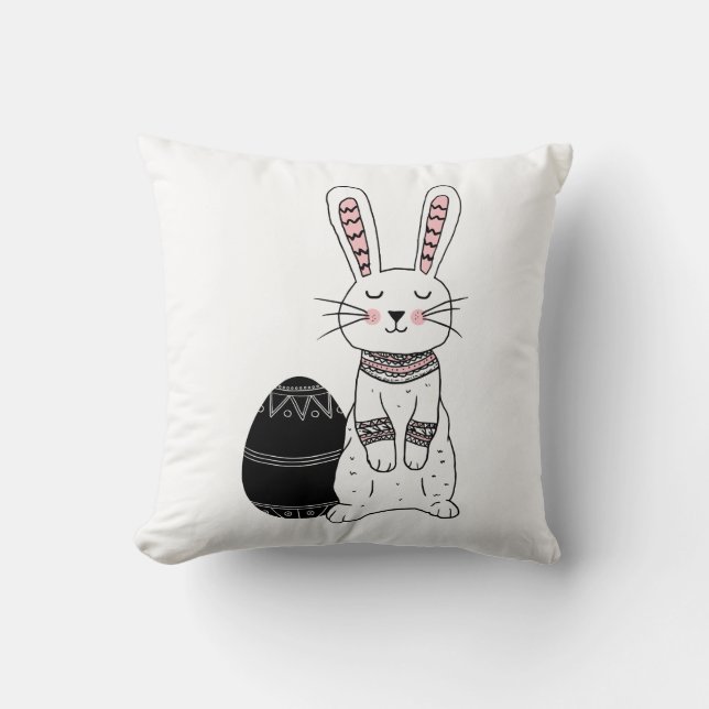Coussin Folk Lapin de Pâques lapin Jetez l'oreiller (Recto)