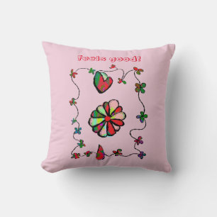 Coussin Folk Retro pittoresque et l'art heureux