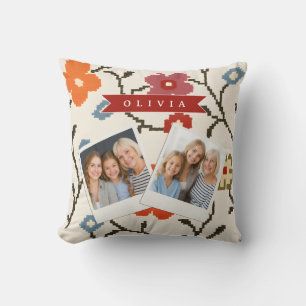 Coussin Folk scandinave bohème vintage floral personnalisé