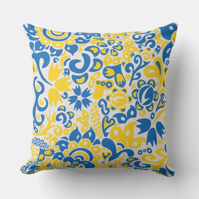 Coussin Folklore pattern with Ukrainian flag colors  (Recto)