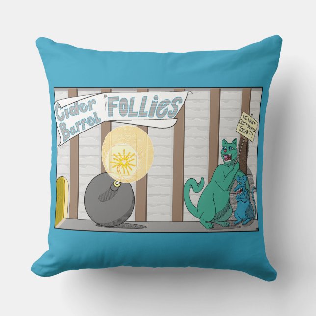 Coussin Follies Comic du tonneau de cidre (Recto)