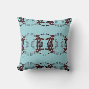 Coussin Foncé rouge de la mer gris sur Turquoise clair gro