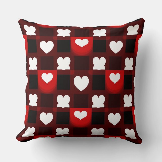 Coussin Fond à motif de cœur rouge sans couture (Recto)