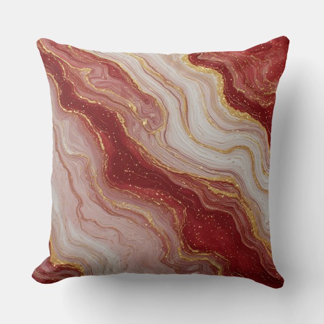 Coussin Fond abstrait en marbre doré avec des tourbillons  (Recto)