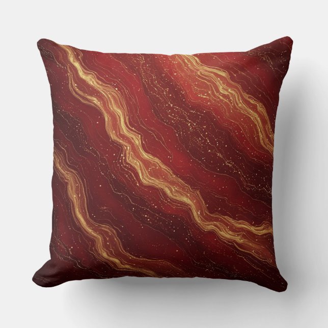 Coussin Fond abstrait en marbre doré avec des tourbillons  (Recto)