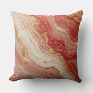 Coussin Fond abstrait en marbre doré avec des tourbillons