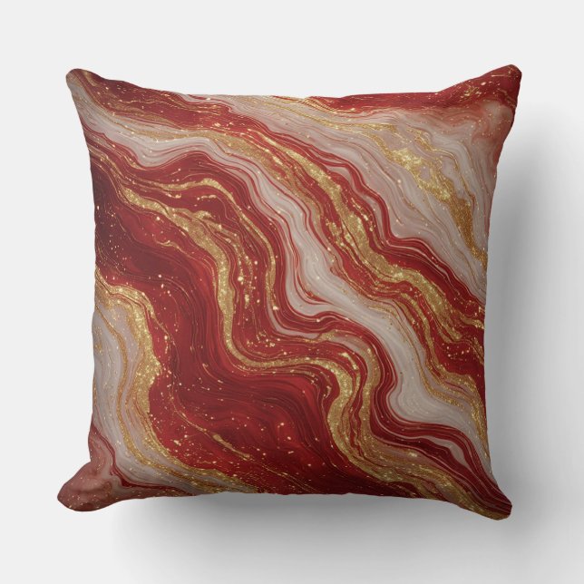 Coussin Fond abstrait en marbre doré avec des tourbillons  (Recto)