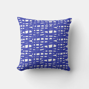 Coussin Fond blanc décoratif et lignes bleues sur