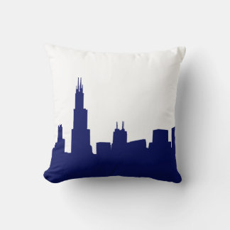 Coussin Fond bleu de la silhouette de Chicago DIY
