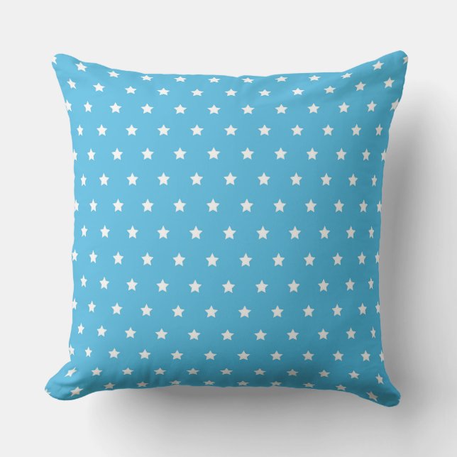 Coussin Fond bleu joyeux avec motif d'étoile blanche (Recto)