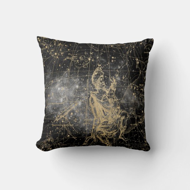 Coussin Fond de carte céleste étoilé vintage (Recto)