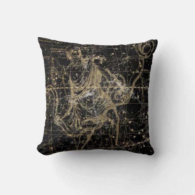 Coussin Fond de carte céleste étoilé vintage (Recto)